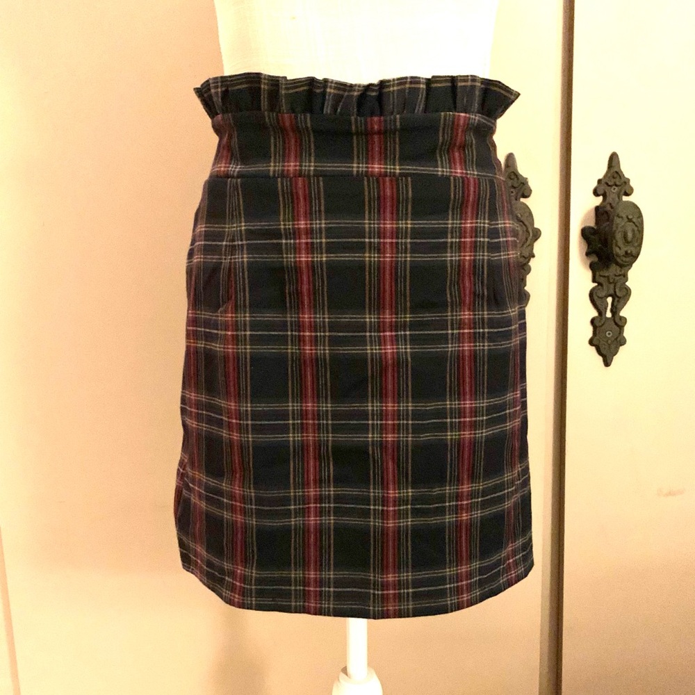 Plaid Ruffle Waist Mini Skirt
